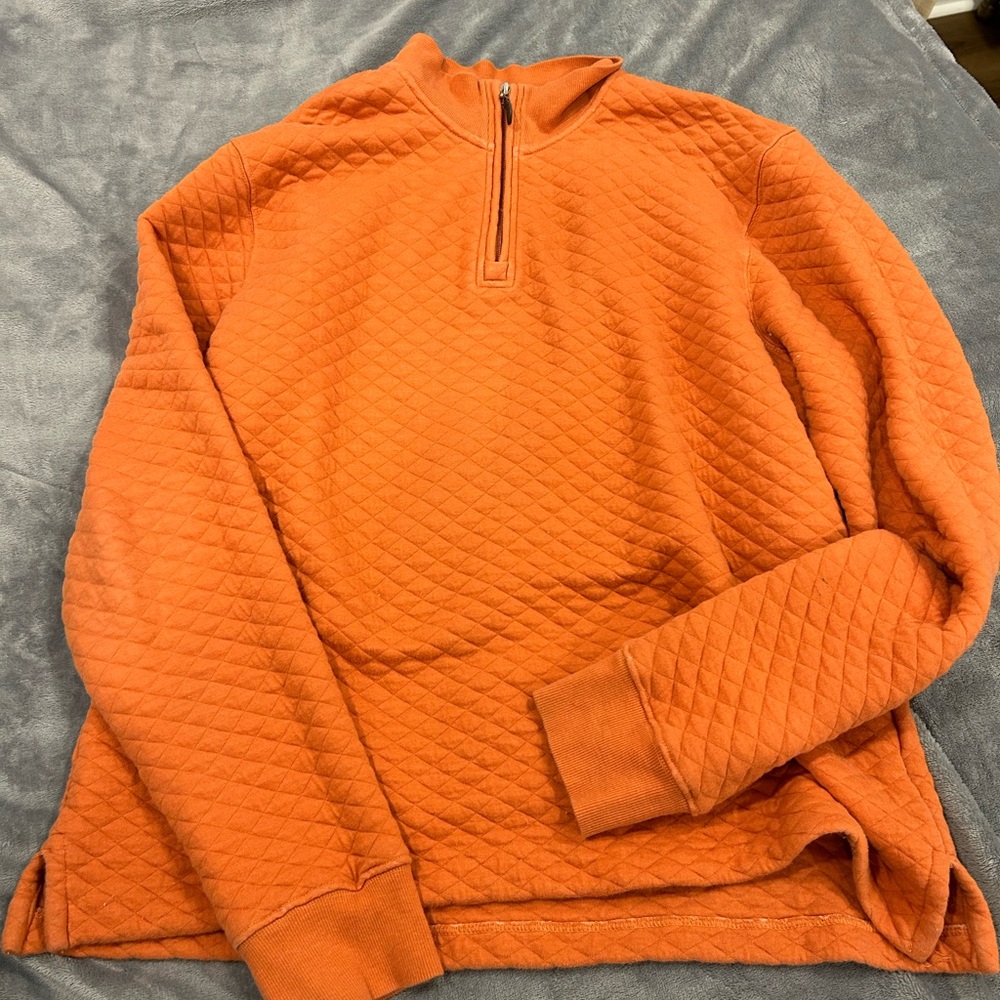 🧡 Southern Proper Orange Quilted Quarter-Zip Pullover - Size L